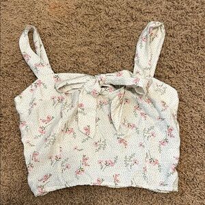 Sienna Sky Floral Bow Crop Top - Pink and White